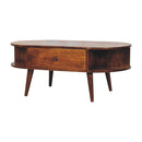 Oval Coffee Table With 1 Drawer - Chestnut by Unique Piece Furniture
