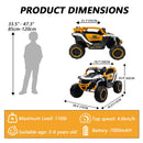 Ride On Models 12V Kids Electric Truck With Remote Control, Front & Rear Suspension, 2 Seater UTV, Flashlights, Music Player - Yellow / White by HouseOfZazla