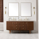 James Martin Amberly 72" Dual Mount Double Bathroom Vanity, Mid-Century Walnut