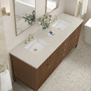James Martin Myrrin 72" Double Bathroom Vanity, Mid-Century Walnut