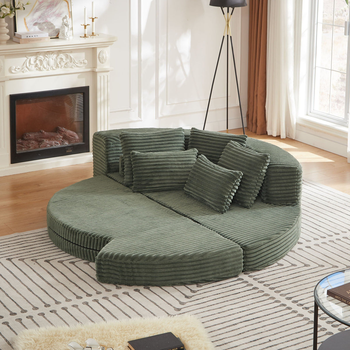 Semi Circular 2 In 1 Sofa Bed With Neck Pillow, photo 39 of 40