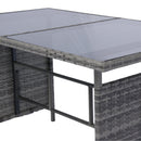 6 Piece Patio Wicker Sectional Set Patio Backyard Conversation Set Grey Wicker + Dark Grey Cushion