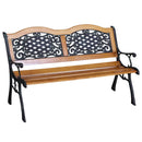 50" Outdoor Garden Bench, Patio Bench with Wood Seat, Porch Bench with Antique-Like Flourishes for Backyard, Deck, Lawn, Outside Pool, Teak