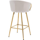 26 Inch Set of 2 Bar Stools,with Chrome Footrest and Base Velvet + Golden Leg Simple Bar Stoo,CREAM