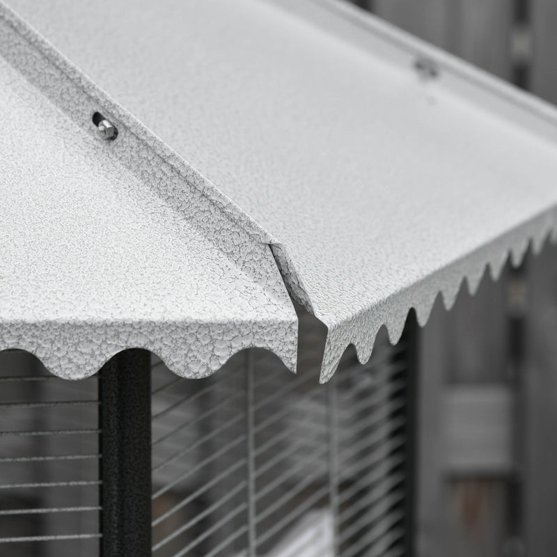 77" Flight Bird Cage Hexagon Covered Canopy Portable Aviary With Storage