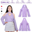 Off-the-Shoulder Blouse with V-Neck and Long Sleeves by LJGDeals