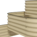 3-Tier Galvanized Steel Raised Garden Bed Kit, 62.25" x 43" x 32.25", 3 Combining Planter Boxes with Rubber Strip Edging, Open Bottom for Backyard, Garden, Patio, Cream White