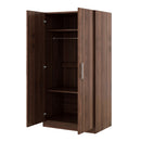 2 Door Wooden Wardrobe Armoire With 3 Storage Shelves - Brown by HouseOfZazla