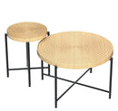 Coffee And End Table Set Waterproof Cover, Distressed Cylindrical Design, Legs Classic Rustic Charm (Set of 2) by HouseOfZazla
