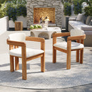 Set of 2 Outdoor Acacia Wood Dining Chairs with Cushions by HouseOfZazla