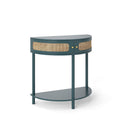 Boho Rattan Semi Circle End Table With Sliding Rattan Door, Storage And Bottom Shelf by HouseOfZazla