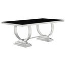 Antoine Rectangular 95-inch Glass Top Dining Table Black