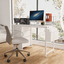 Office Desk With Power Outlet, 3 Drawers And Side Pocket For Office - White by HouseOfZazla