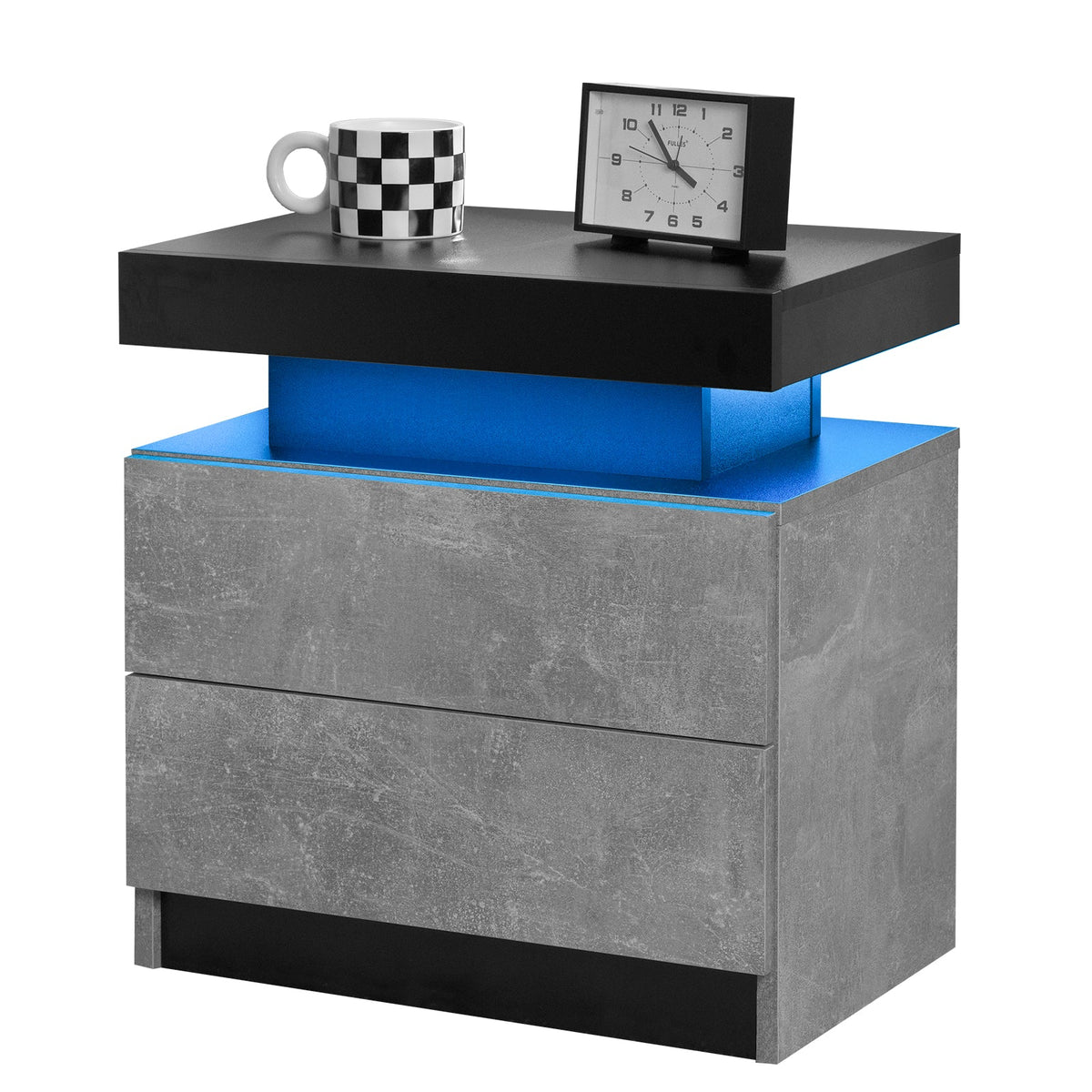 Modern LED Nightstand with 2 Drawers for Bedroom, photo 8 of 8