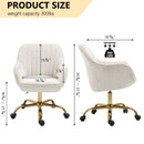360 Beige Boucle Fabric Swivel Chair With High Back, Adjustable Working Chair With Golden Color Base