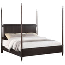 Niguel - Queen Size 4 Poster Bed With Finials, Floating Headboard - Brown