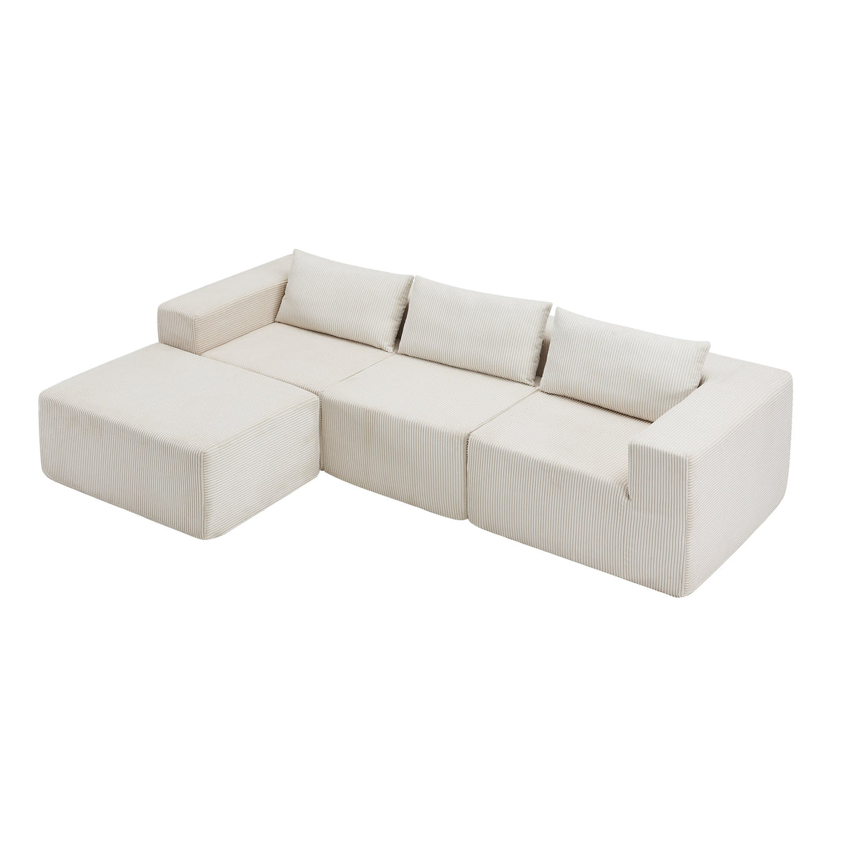 107" Compressed Sectional Sofa with High-Density Cushions - Beige, photo 3 of 10