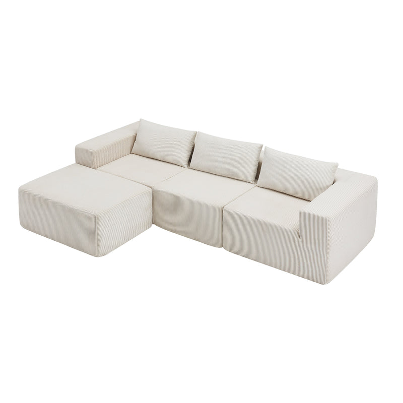 107" Compressed Sectional Sofa with High-Density Cushions - Beige, photo 3 of 10