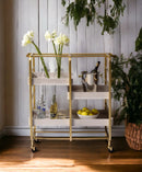 Vorrik Gold & White Washed Finish Serving Cart by HouseOfZazla