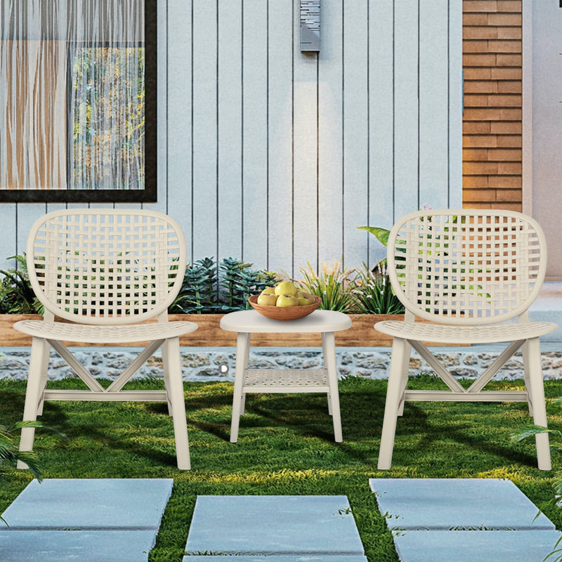 Walker Edison | All Weather 3 Piece Retro Patio Table Chair Set