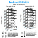 7 Tier Standing Shelf Units, 2800 LBS NSF Height Adjustable Metal Garage Storage Shelves with Wheels, Heavy Duty Storage Rack Metal Shelves - Black - 7T-2800LBS-BLACK