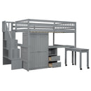 Loft Bed With Stairs, Bookshelf, Drawers, Desk & Wardrobe, Space Saving Multifunctional Furniture by HouseOfZazla
