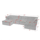 Upholstered L-Shaped Modular Sectional Sofa With Chaise, Wave-Shaped Armrest by HouseOfZazla