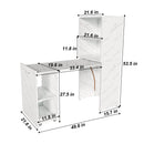 Stretchable Office Desk With Storage Shelves And Mobile Wheels, Foldable Design For Small Apartments - White Marble by HouseOfZazla