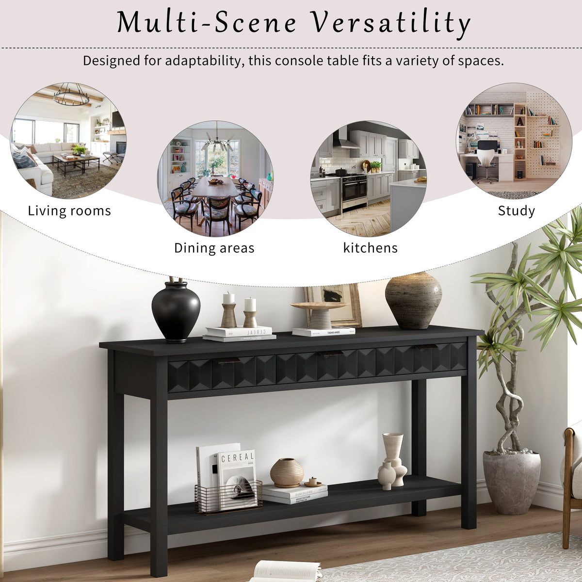 U_Style 58.3'' Fir Veneer Entryway Table, photo 9 of 10