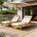 Teak Finish Acacia Wood Chaise Lounge with 4-Inch Cushion by HouseOfZazla