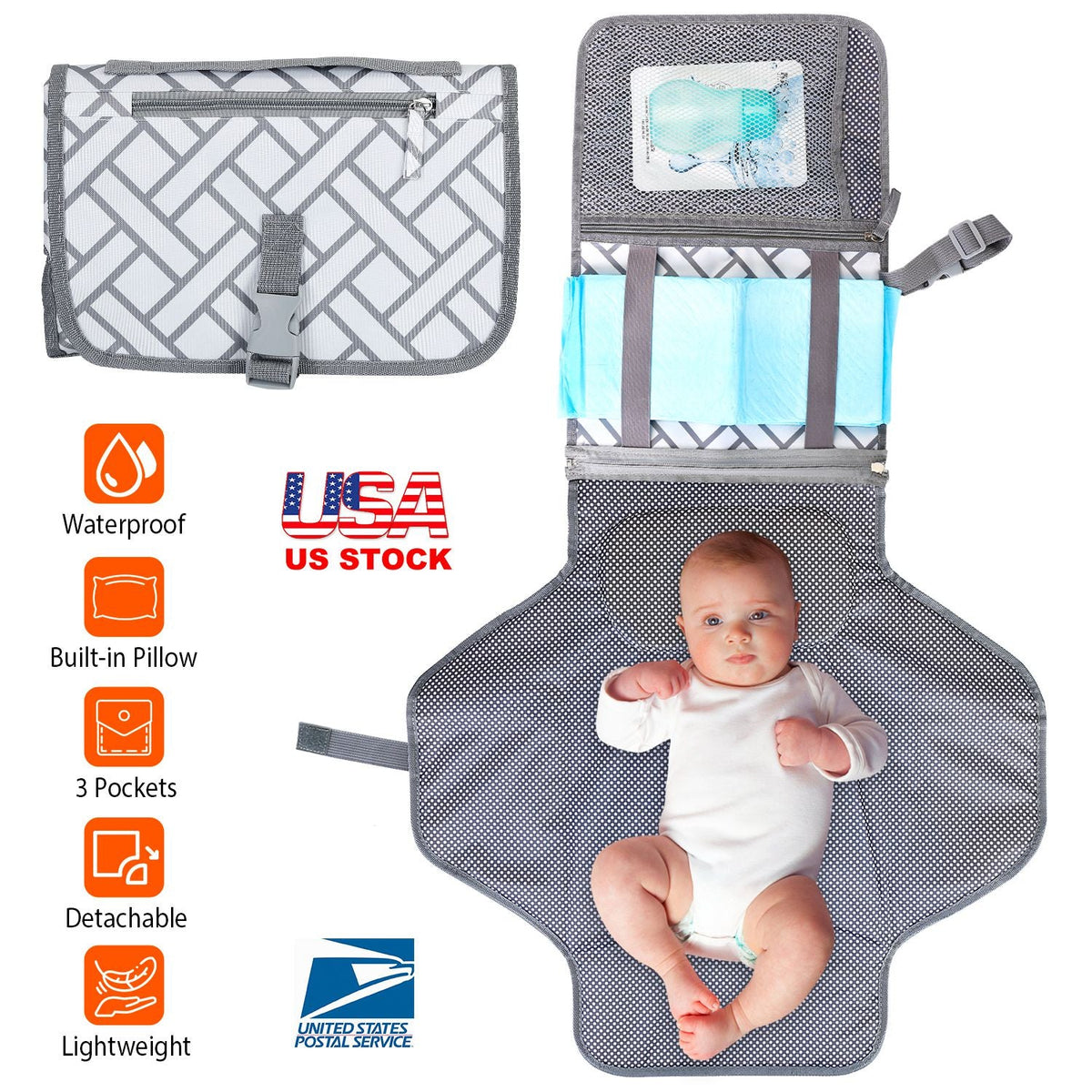 Foldable Baby Diaper Changing Pad Portable Diaper Changing Station Waterproof Nappy Changing Travel Mat, photo 2 of 8