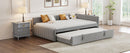 Full Size Upholstered L-Shaped Upholstered Daybed with Twin
Size Pop Up Trundle, Gray
