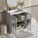 Modern Bathroom Vanity With Ceramic Sink, Tempered Blurred Glass Doors by HouseOfZazla