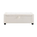 Upholstered Storage Ottoman Bench With Button Tufting And Safety Hinge