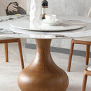 Round Dining Table 53" With Lazy Susan - Walnut / White by HouseOfZazla