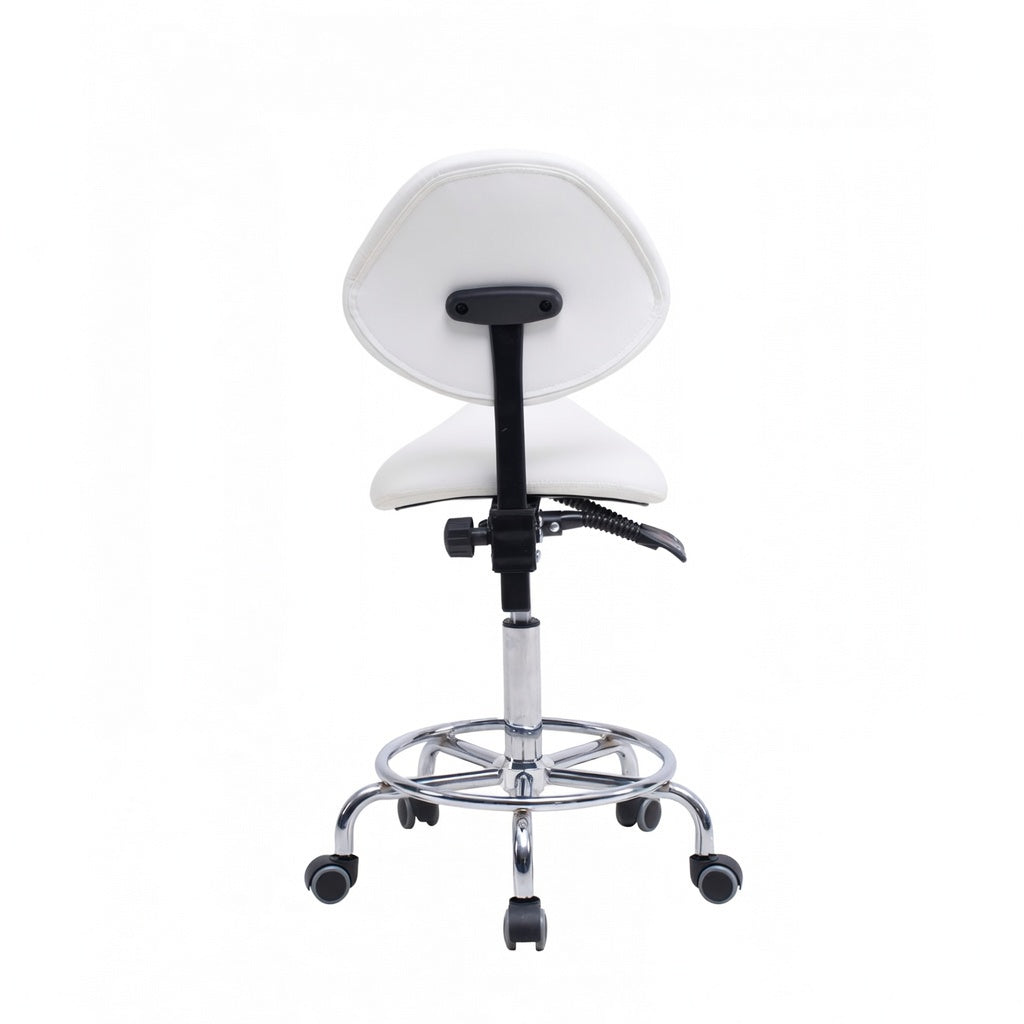 Saddle Stool Chair with Backrest - White, photo 5 of 10