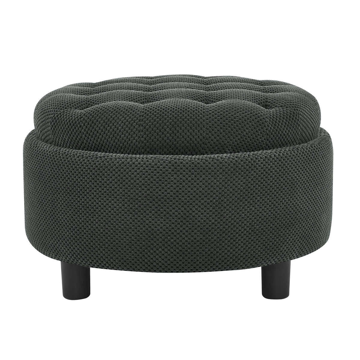 25 Inch Round Storage Ottoman with Tray, photo 8 of 10