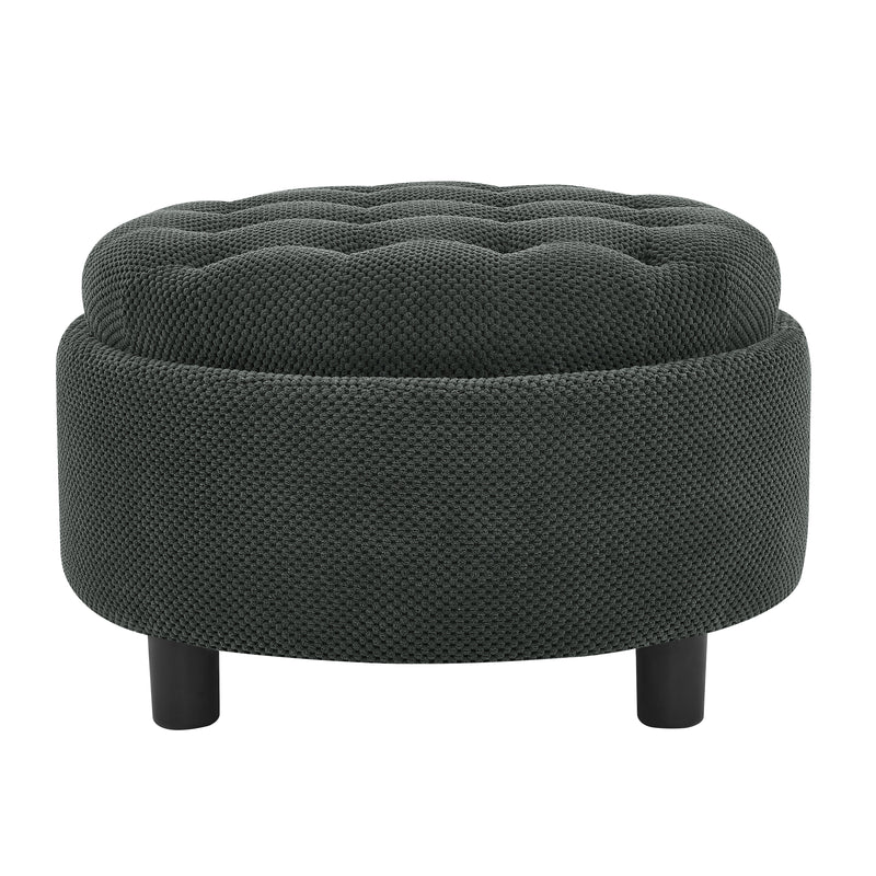 25 Inch Round Storage Ottoman with Tray, photo 8 of 10