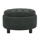 25 Inch Round Storage Ottoman with Tray