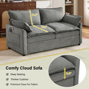 Modern Loveseat Sofa, Upholstered Couch With Side Storage Pockets