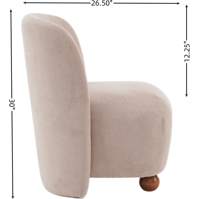 Modern Low Back Accent Chair, Upholstered Armless Living Room Chairs, Round Pine Wood Feet, for Small Living Spaces, Living Room, Bedroom, Balcony, Office, Reading Nook, Khaki