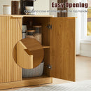 Fluted Sideboard Cabinet with 4-6 Doors and Wood-Grain Top