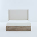 Shelton - Queen Upholstered Wingback Bed With 54" High Headboard - Ivory / Light Gray / Camel Oak by HouseOfZazla