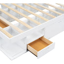 Storage Platform Bed Frame with Multiple Drawers and Shelves No Box Spring Needed, Queen Size,White