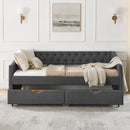 Upholstered Tufted Daybed With 2 Drawers, Waved Arms by HouseOfZazla