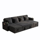 U Shaped Plush Corduroy Fluffy Sectional Sleeper Sofa