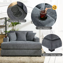 Oversized Chaise Lounger Modern Style Sofa Couch With Pillows, Charge Station & Cup Holders by HouseOfZazla