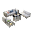 K&K Patio 8-Piece Patio Furniture Set with 43" Fire Pit Table by HouseOfZazla