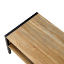 40.16" Rattan Coffee table, sliding door for storage, metal legs, Modern table for living room, natural