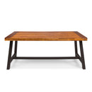 Carlie Outdoor Sandblast Finished Dining Table with Rustic Metal Legs